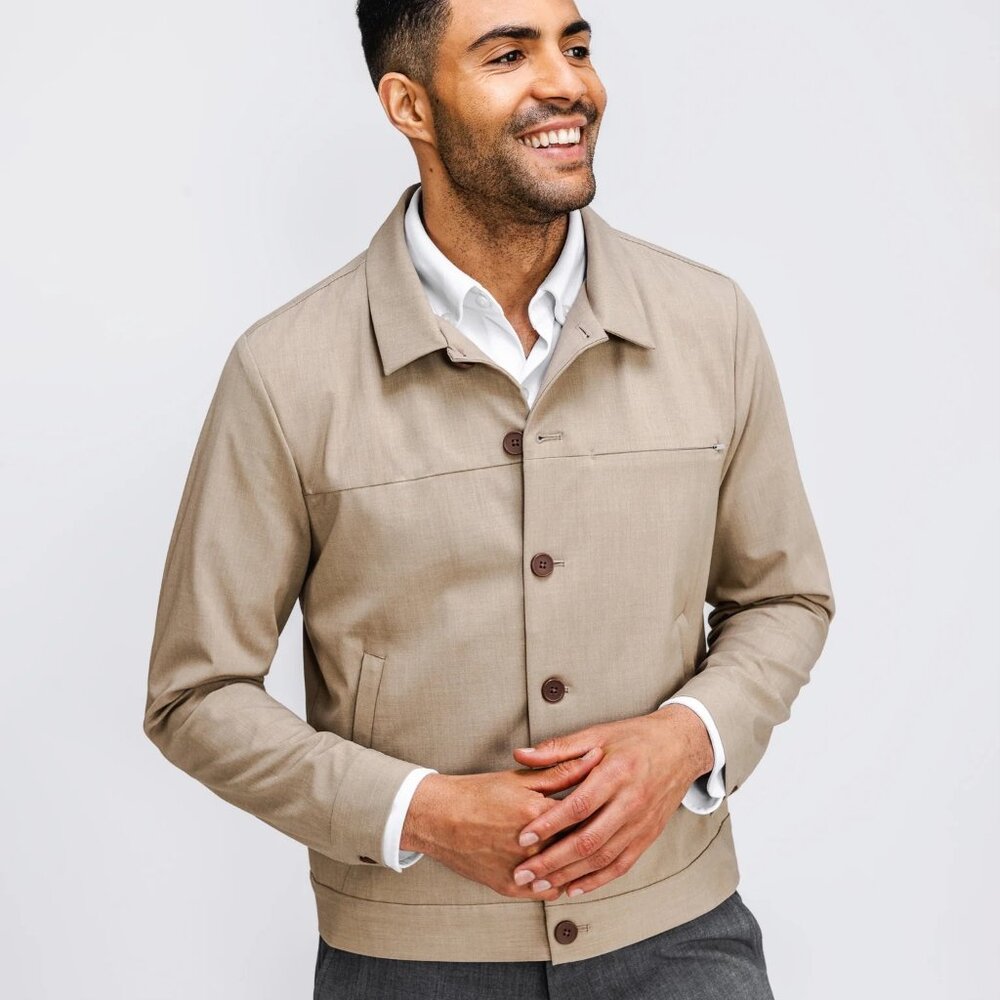 Ministry of Supply Men's Tan Button-Front Jacket
